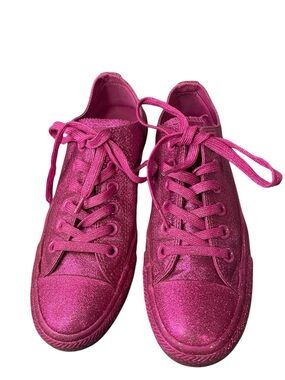 Converse Fuchsia Glitter Lace-Up Sneakers Women’s Sz 7 Men Sz 5